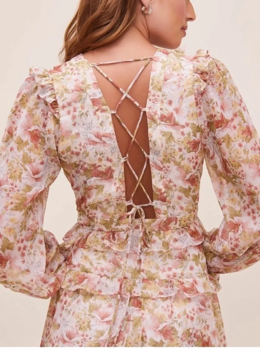 Fleur Dress in Peach Dusty Rose Floral Astr The Label - Picture 9 of 10